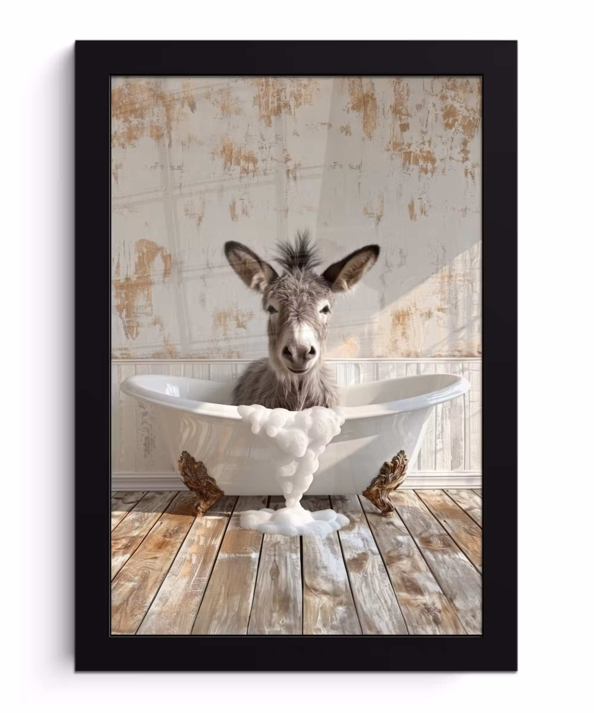 Bilder mit Rahmen - Esel - Tiere - Badewanne - Schaumstoff
