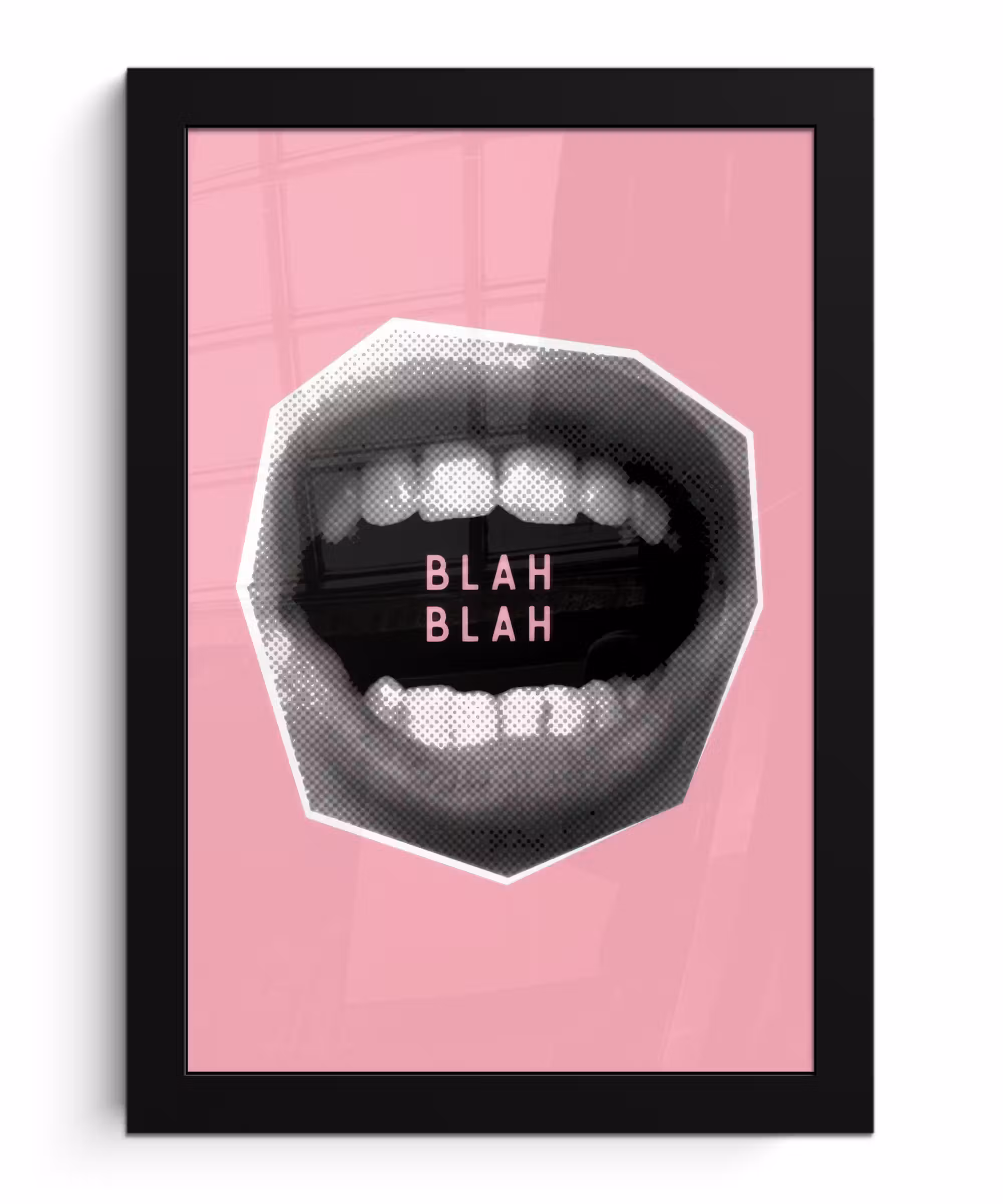 Bilder mit Rahmen - Mund - BLAH BLAH - Rosa